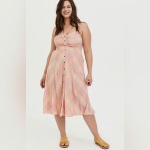 Torrid - MIDI CHALLIS BUTTON-FRONT DRESS